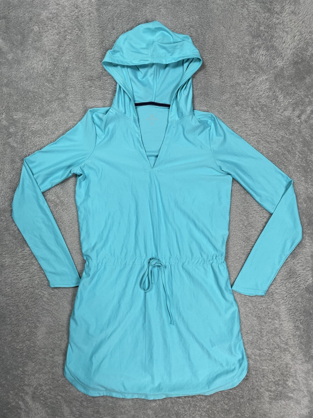Athleta Hooded Swim Cover Up Womens XS Blue Long Sleeve Beach Tunic Drawstring